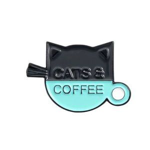 Cats & Coffee Pin Brooch Kitten